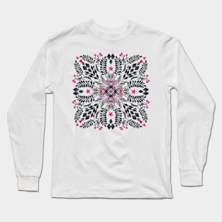 Winter Graphic Folk Art Pattern Long Sleeve T-Shirt